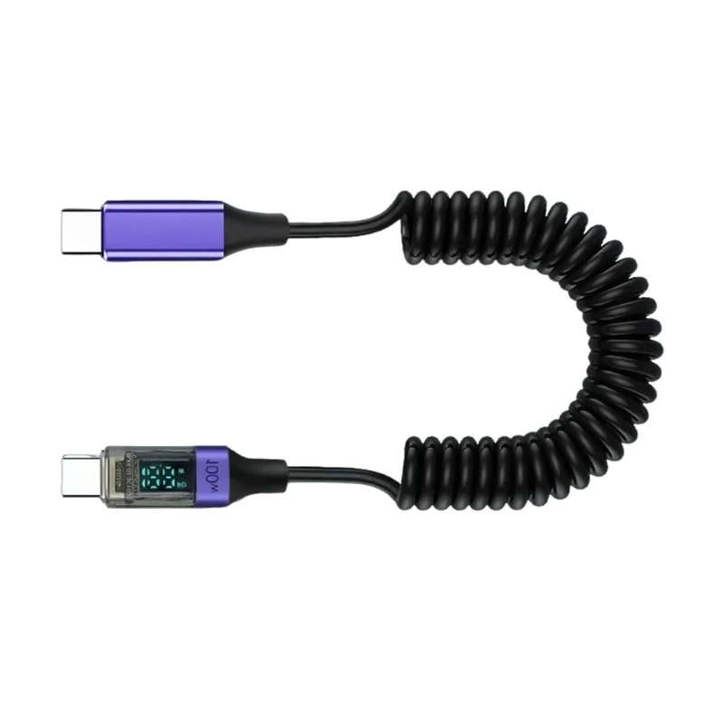 Интеллектуальный дисплей USB C PD100W Кабель для быстрой зарядки с выдвижным