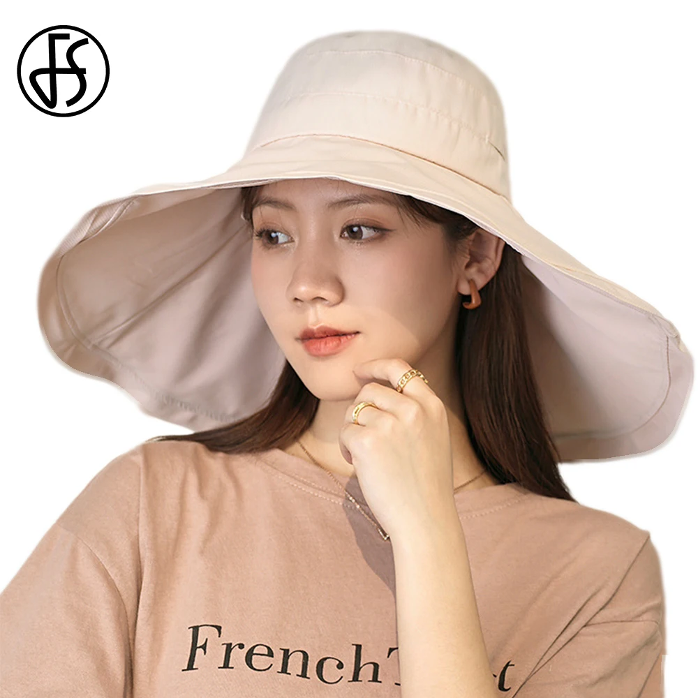 

FS Summer Fisherman Visor Hats For Women Foldable Wide Brim Sunscreen Hat Versatile Sun Protection Sunshade Beach Caps Fedoras