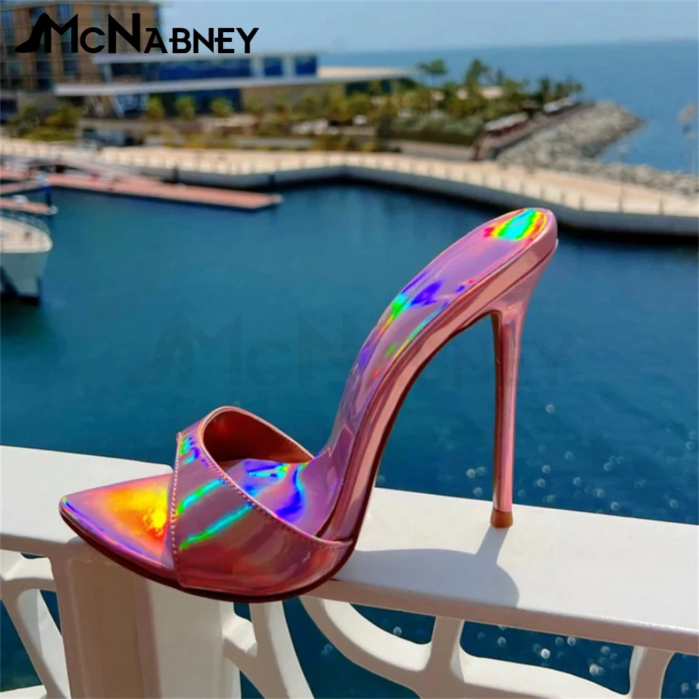 

Neon Color Pointed Toe Slippers Summer High Heels Pointed Toe Stiletto 12Cm Slippers for Women Custom Color New Arrival Sale