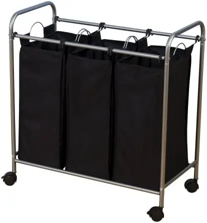 

Triple Laundry Sorter on Wheels - Black and Grey