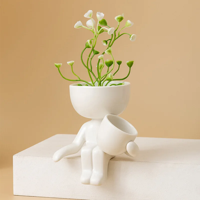 

Creative Humanoid Ceramic Flower Pot Vase Plant Pot Ceramic Crafts Fleshy Flower Vase Home Decoration