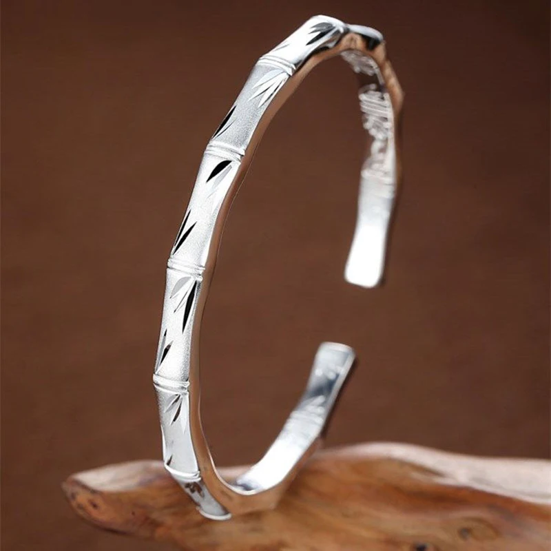 

New Design Retro Bracelet Women Bamboo Bracelet Ancient Method Frosted Bamboo Bracelet Opening Adjustment