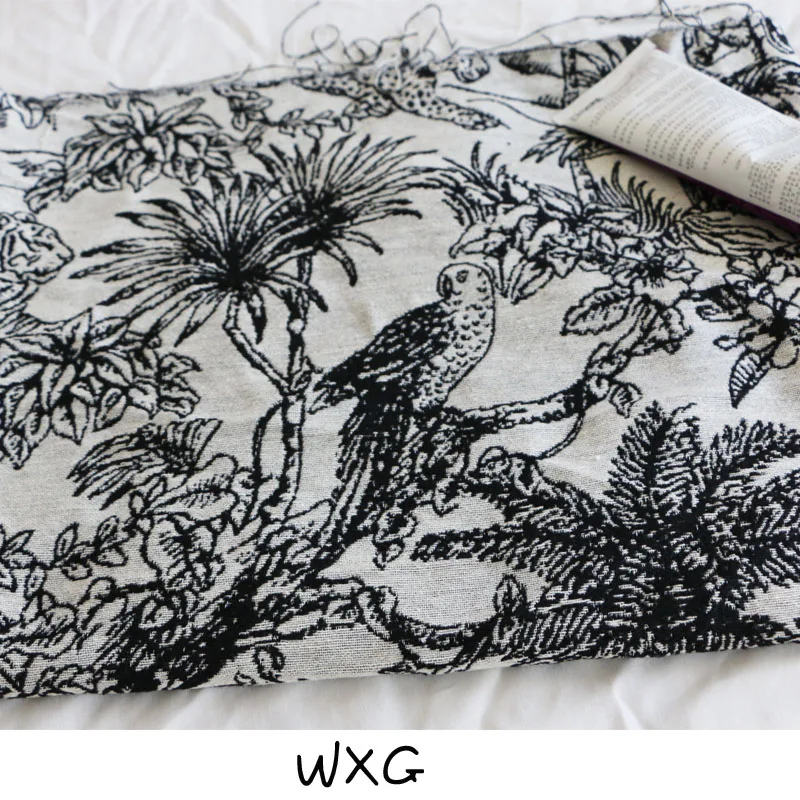 

Black and White Minimalistic Abstraction Flower Animal Woven Embroidery Jacquard Fashion Fabric Fabric DIY