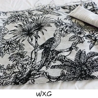 black and white minimalistic abstraction flower animal woven embroidery jacquard fashion fabric fabric diy