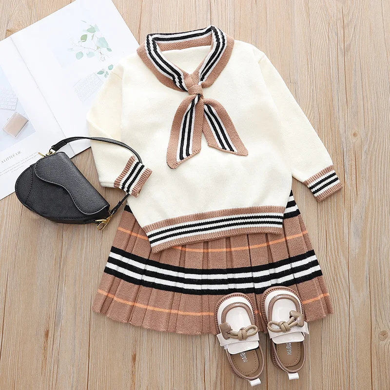 

Girls' Sweater Set 2023 New Korean Version of Fashion Girls' Children's Wear Preppy Princess Spring Two-piece Set