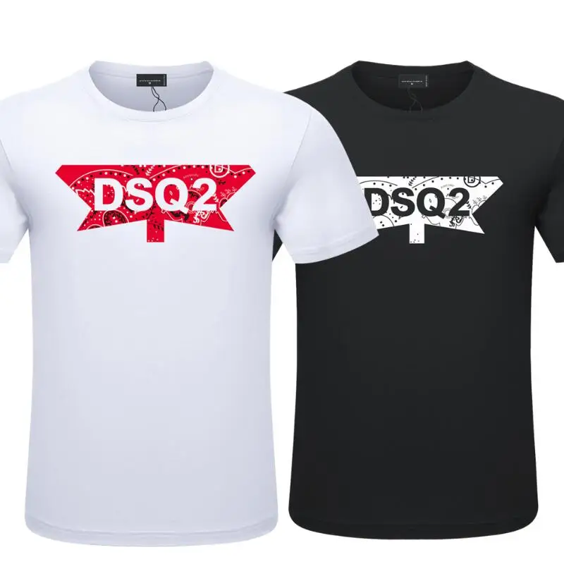 

Мужская футболка с круглым вырезом и надписью DSQ2, хлопковая Летняя Повседневная футболка с коротким рукавом