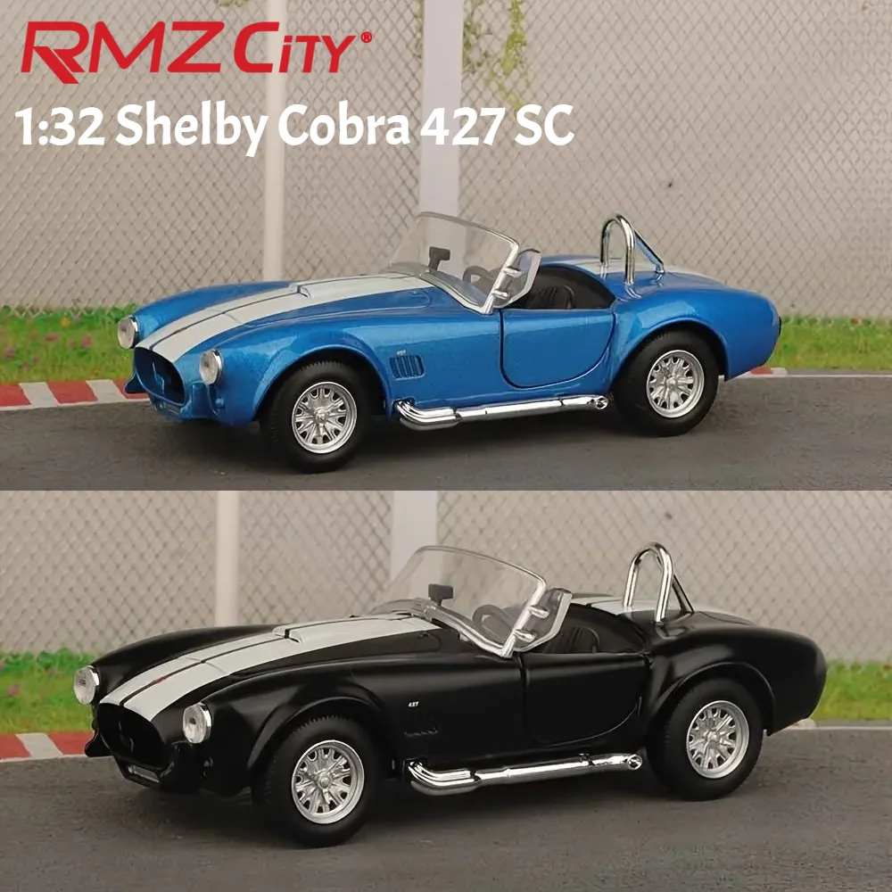 Фото Модель автомобиля Ford Shelby Cobra 427 SC в масштабе 1:32, ретро-игрушка, литая под давлением, RMZ CiTY, миниатюрная, с функцией отката, классическая коллекционная модель, подарок №1