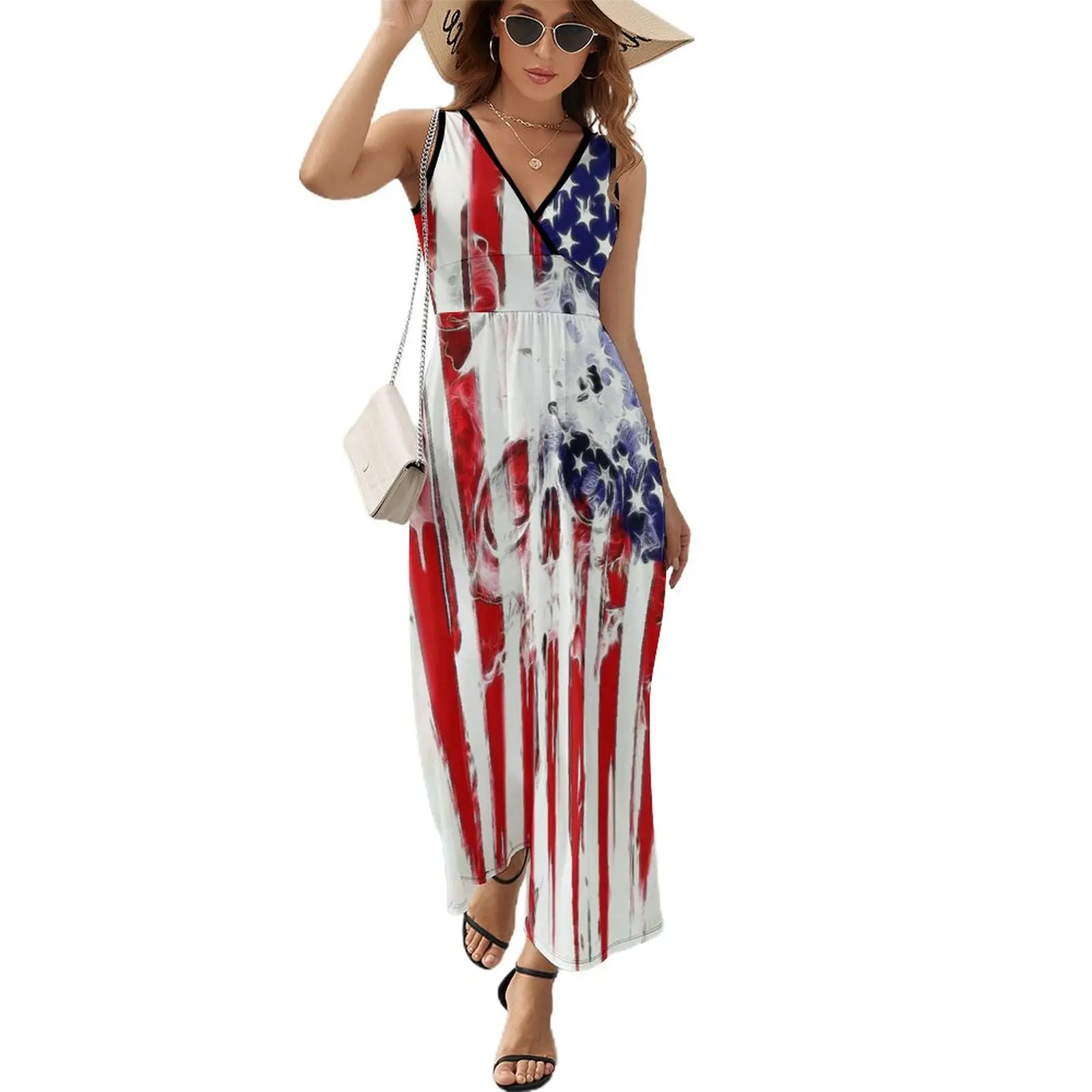 

Платье-макси с V-образным вырезом, в богемном стиле