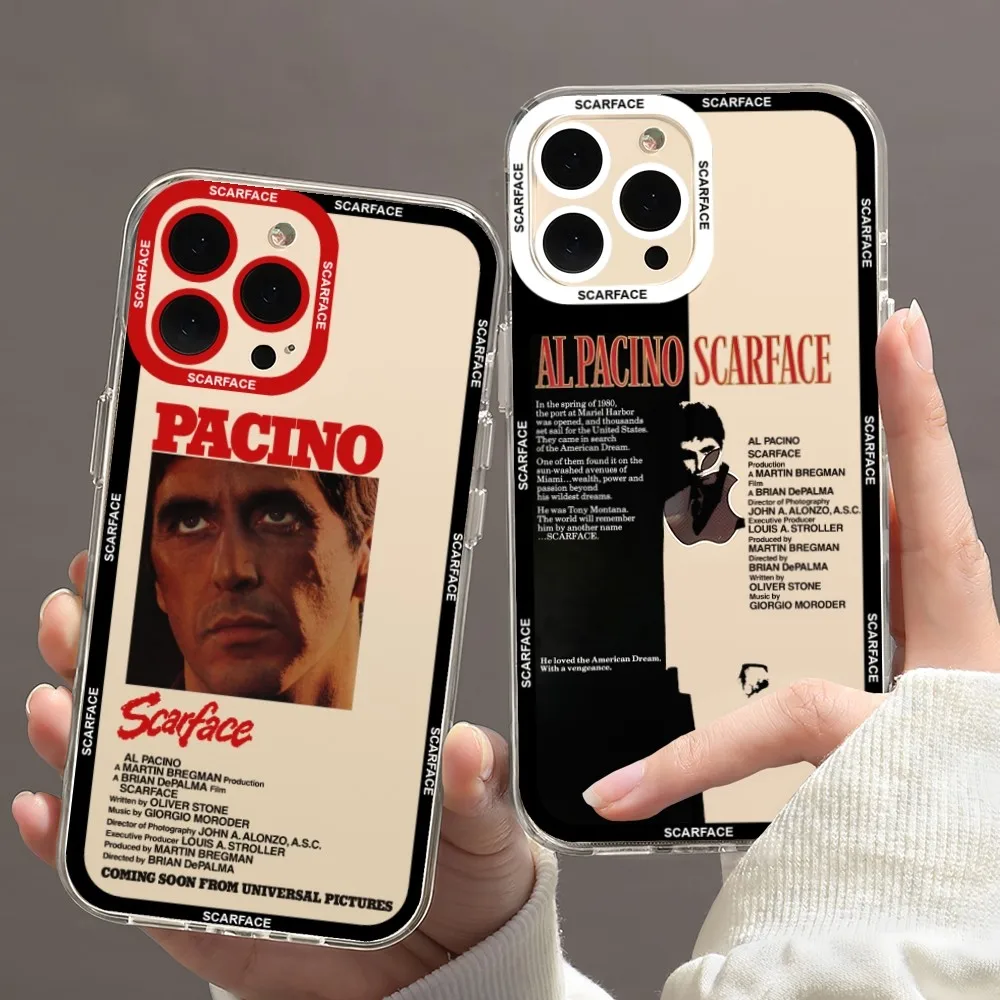 Прозрачный чехол Scarface для телефона с пленкой 1983 Al Pacino для iPhone 11 12 Mini 13 14 Pro Max