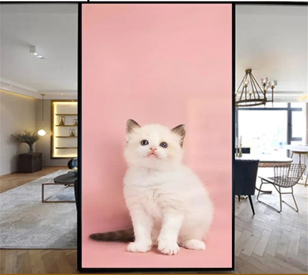 Милый Кот без клея статическая липкая конфиденциальность оконная пленка