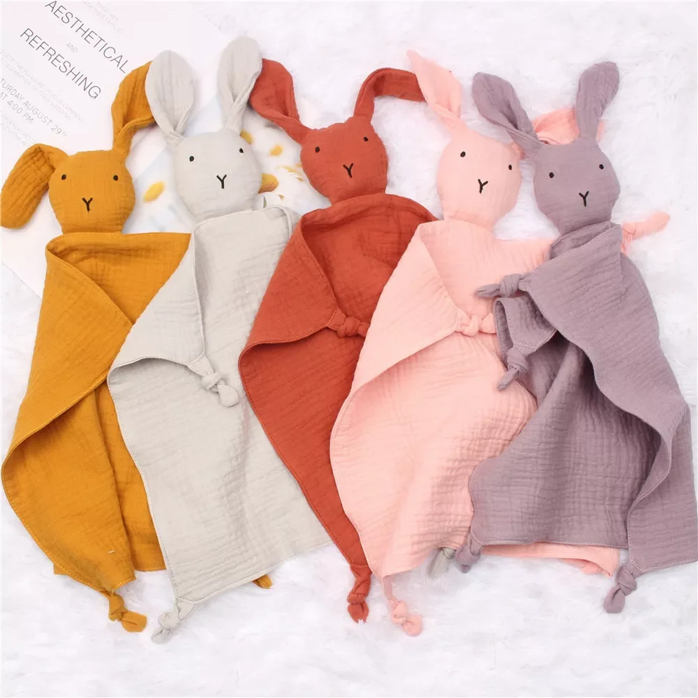 

2022 детское успокаивающее полотенце, хлопковое муслиновое одеяло, мягкие спящие куклы для новорожденных, кролик, детская модная игрушка для ...