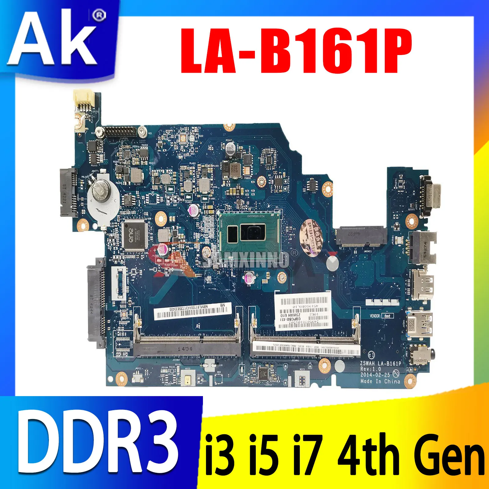 

KEFU LA-B161P Mainboard For Acer Aspire E5-531 E5-571 Laptop Motherboard i3 i5 i7 4th Gen UMA DDR3L