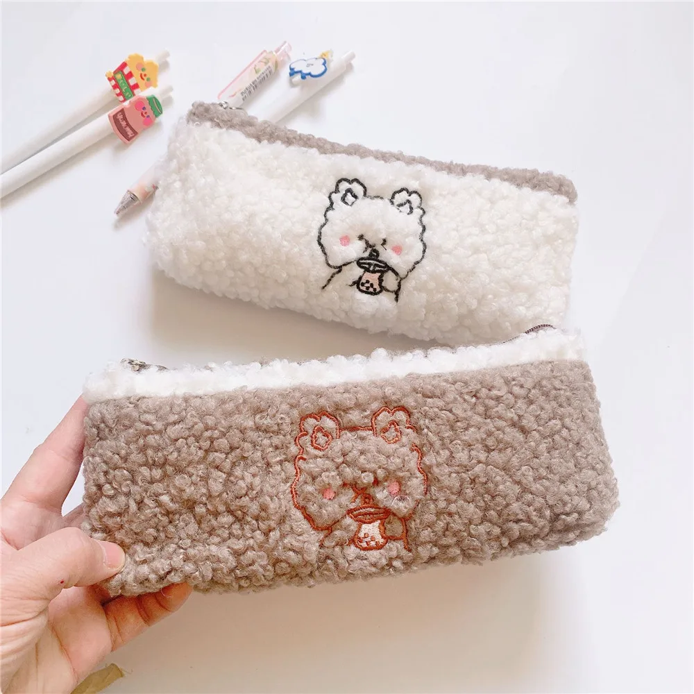 

Soft Plush Cute Cartoon Pencil Case Stationery Portable Korea Soft Pencil Bag School Office Supplies Kawaii Gift for Children