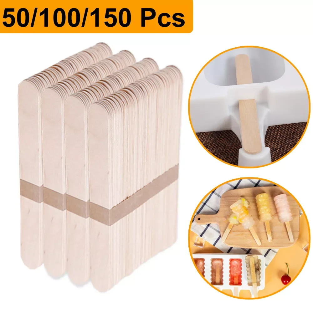 

2022New Pcs/Set Wood Ice Cream Sticks Popsicle Sticks Natural Wooden Pop Popsicle Wooden Craft Stick Popsicle Accessories