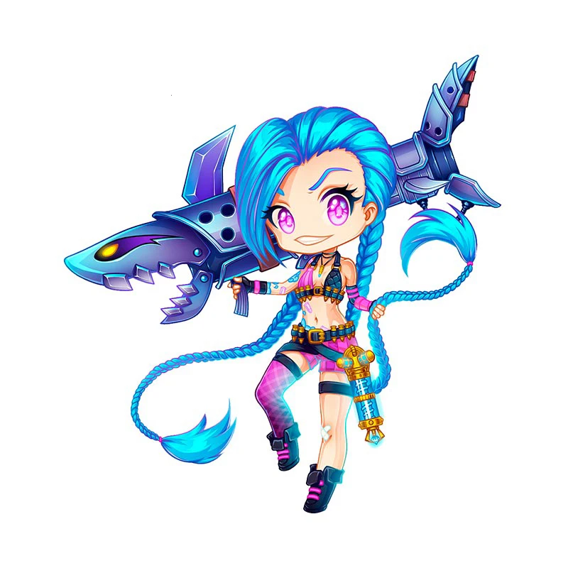 

League of Legends Anime Car Sticker Jinx Motorcycle Trunk Helmet Surfboard Tablet Laptop Luggage Sticker Scratch Waterproof
