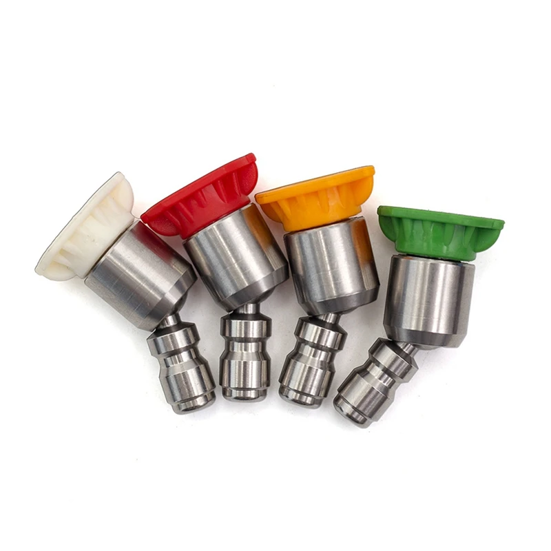 

1 Set Washing Nozzle 360 Degree 1/4 Inch Stainless Steel 4000Psi Quick Connect High Pressure Spray 0 15 25 40 Degree