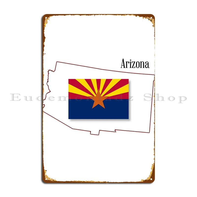

Карта штата Аризона и флаг, металлический знак, проектирование табличек, персонажи, украшение на стену, жестяной знак, плакат