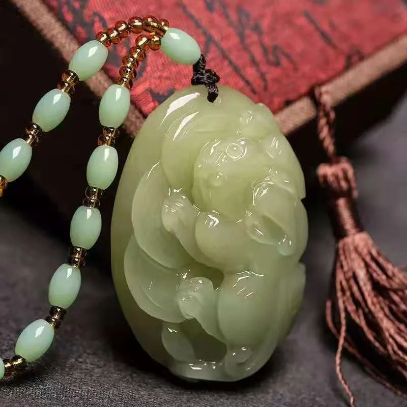 

Mai Chuang/ Hand Carved/ Whit Jade Lucky Pi Xiu Necklace Pendant Fashion Elegant Personality Jewelry Men Women Couple Gift