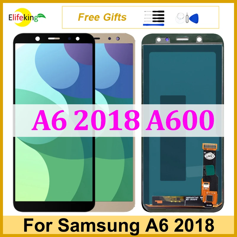 Дисплей 5,6 дюйма A600 для Samsung Galaxy A6 2018, ЖК-экран A600FN SM-A600FN/DS, сенсорный дигитайзер в сборе, замена экрана телефона