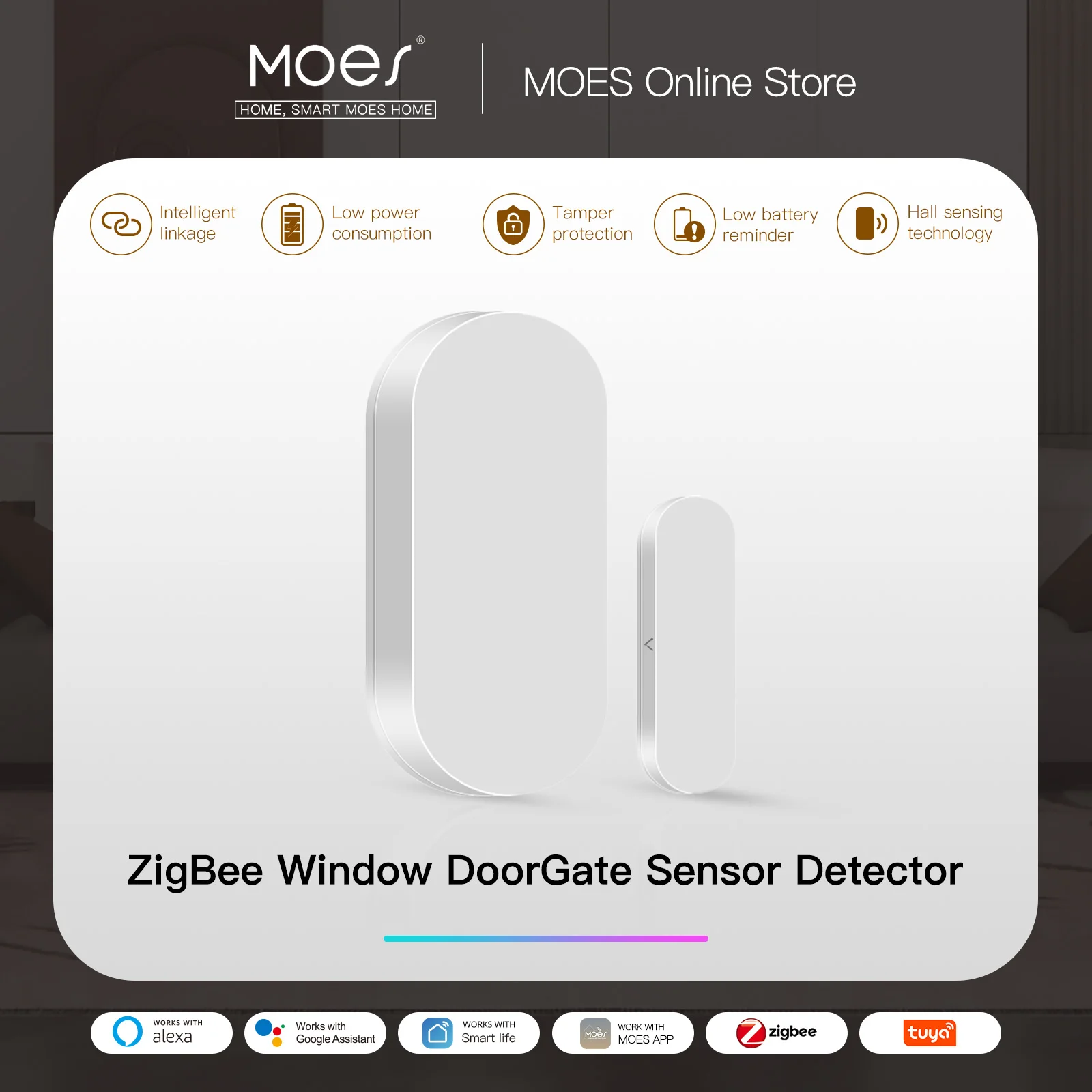 Умный детектор для окон и дверей MOES Tuya ZigBee