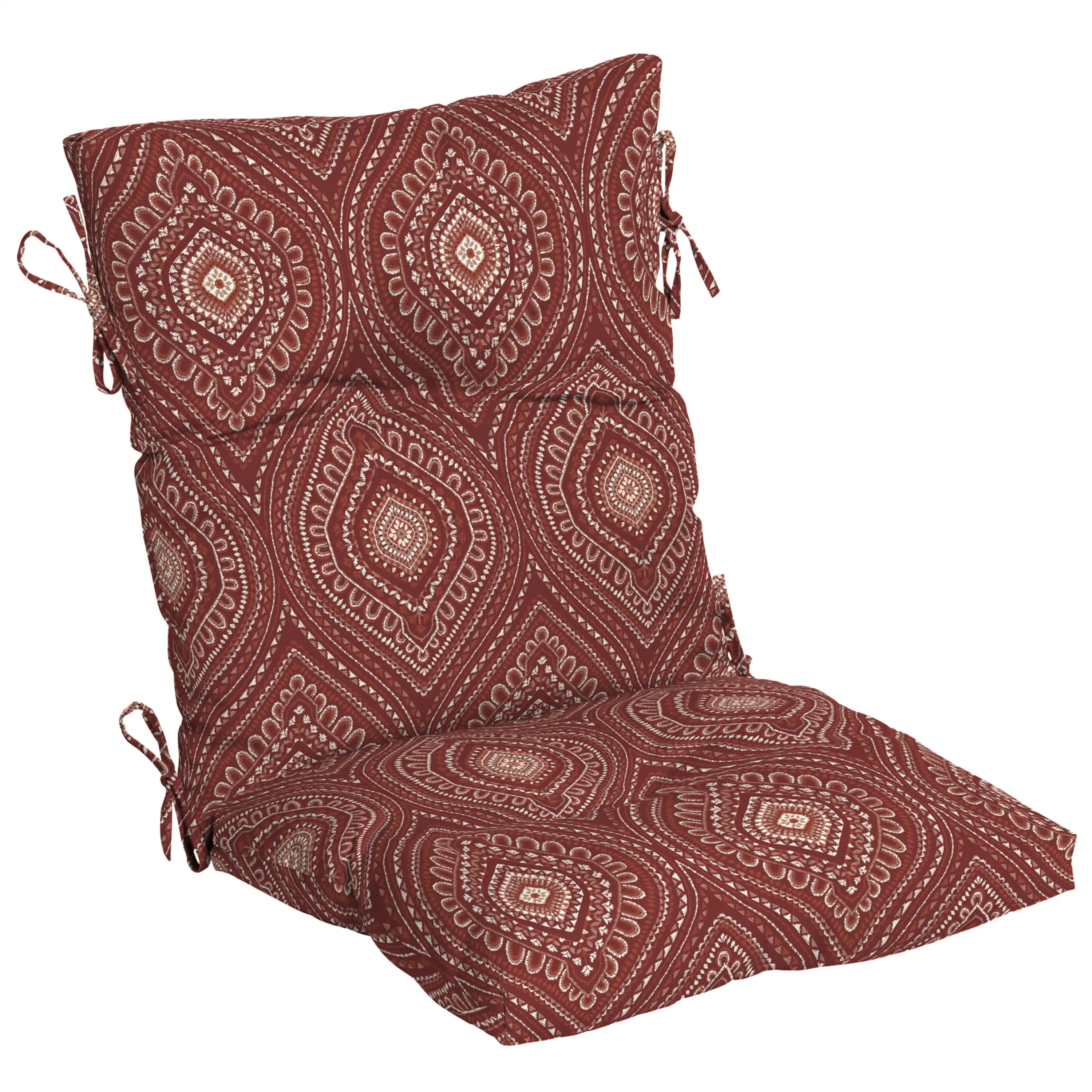 

NONE Homes & Gardens 44" x 21" Red Medallion Rectangle Outdoor Chair Cushion, 1 Piece
