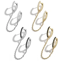 1pc gold color chain piercing hoop lobe earrings clicker clear rhinestone helix piercing ear buckle tassel earring ear jewelry