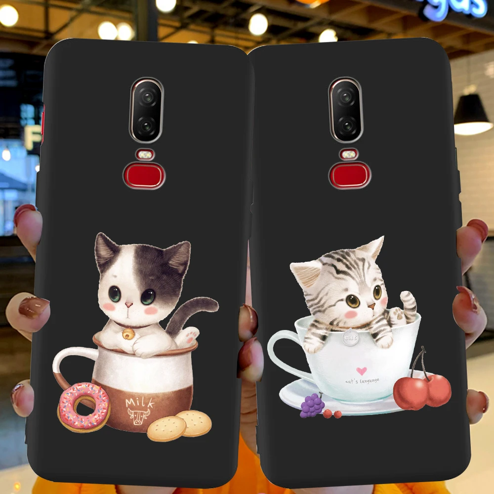 

Cartoon Cute Animal Teacup Cat Funda Coque for Oneplus 8 5 6 7 One Plus 5T 6T 7T 8 Pro Phone Case Soft Silicone TPU Cover Shell