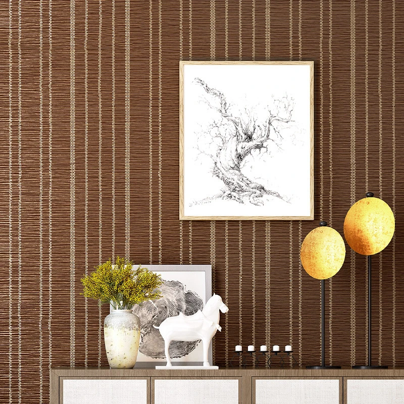 

New Chinese Retro Style Imitation Classical Wallpaper Restaurant Bamboo Weaving Thickened Waterproof Durable PVC Wall Stickers