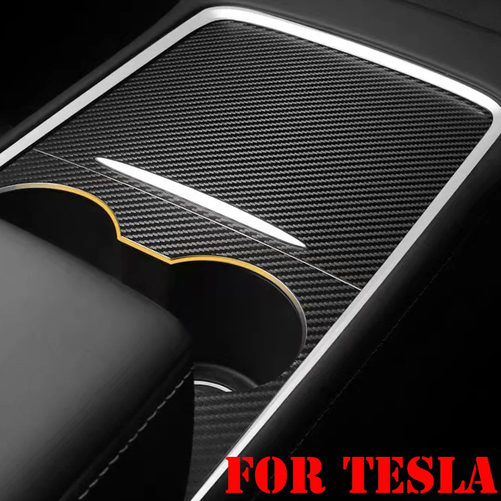 

Center Console Cover Sticker Real Carbon Fiber For Tesla Model 3 Model Y Accessories Central Interior Control Panel