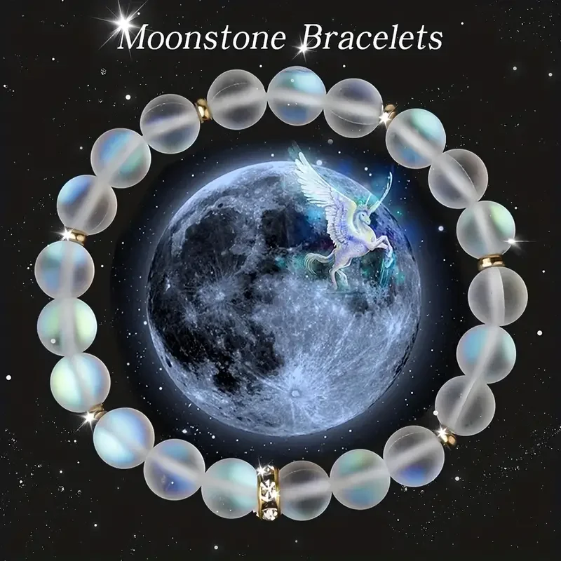 

8mm Moonstone Handmade Beaded Bracelet Women's Fashion Accessories