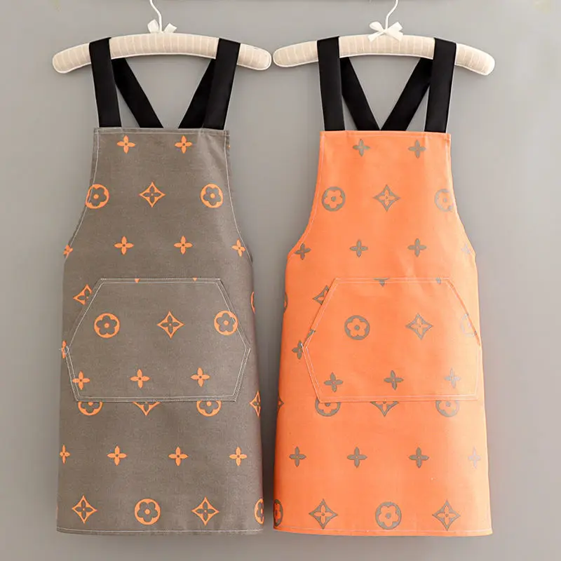 New Cotton Canvas Big Name Style Home Kitchen Fashion Apron Cooking Female Adult Waist Thin Breathable Male Work