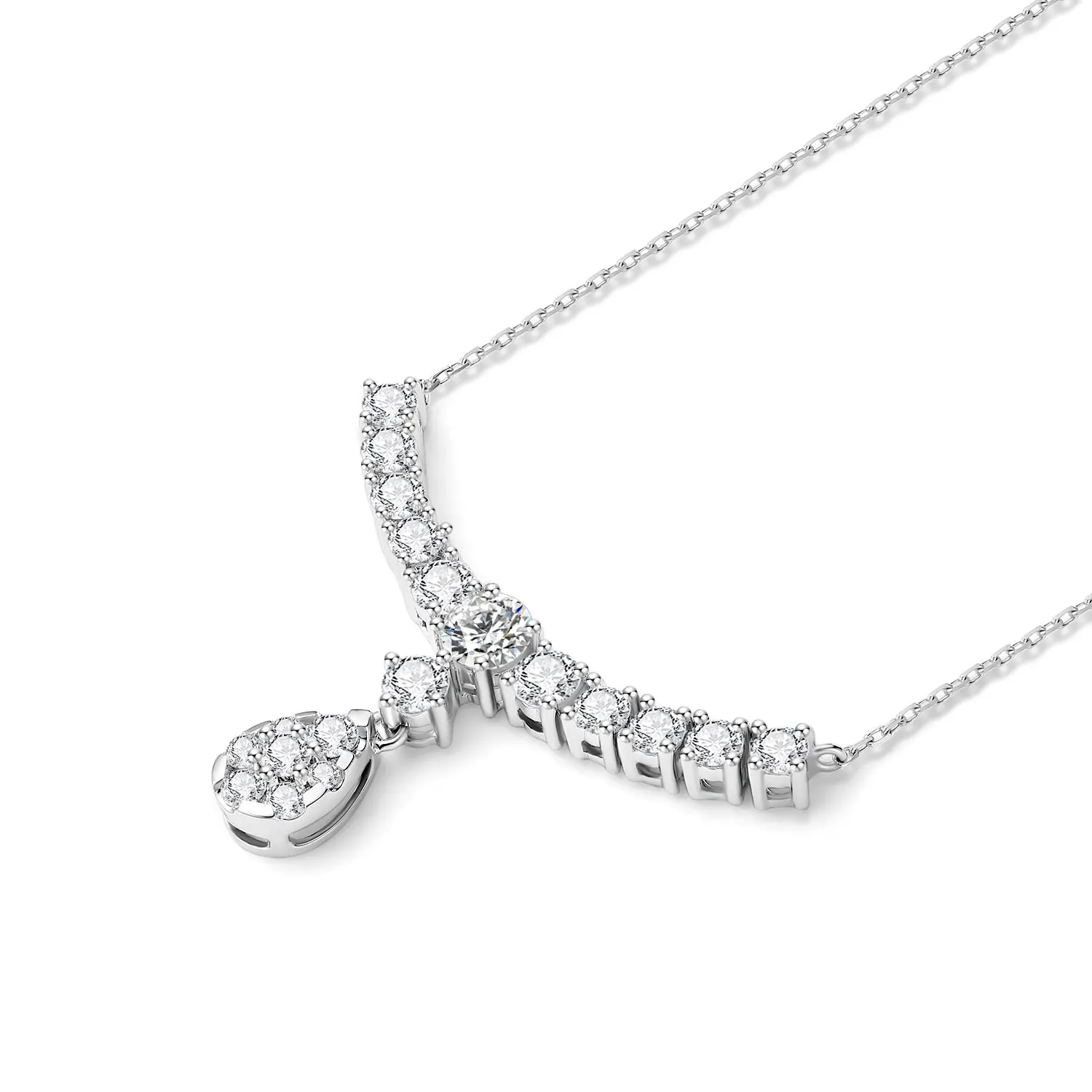 Лабораторные ожерелья из белого золота 18 карат с ростом и бриллиантами Изящные