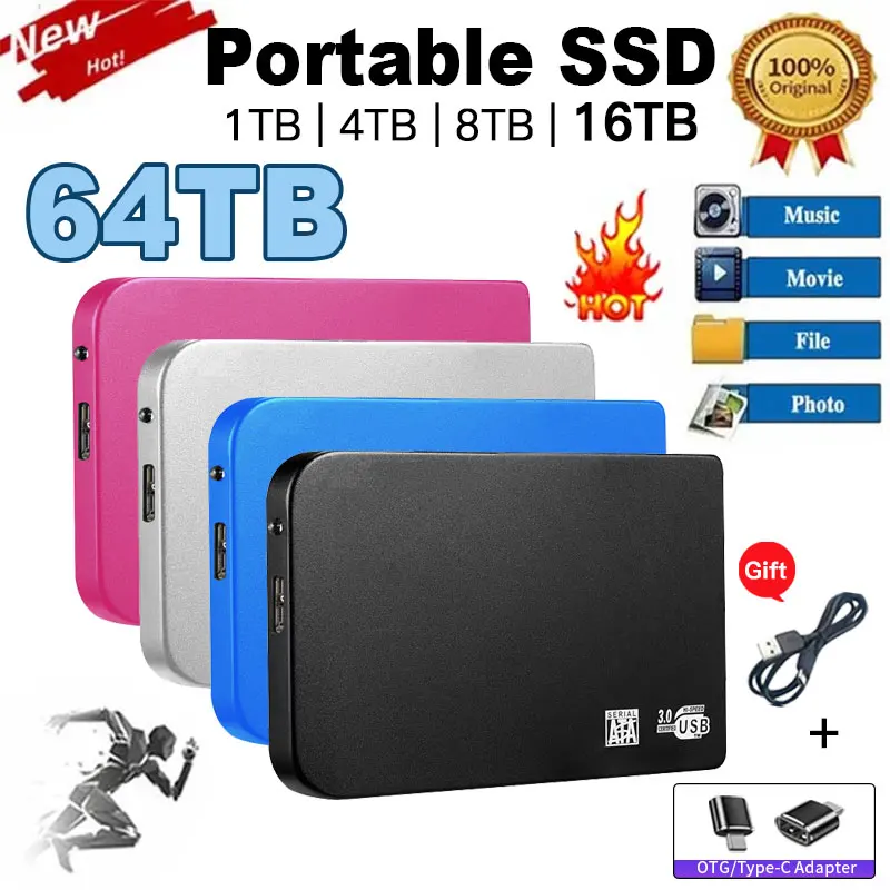 

Portable ssd 1TB External Hard Drive USB 3.0 High Speed 2TB External Storage Hard Disks M.2 Solid state drive For Laptops/phones