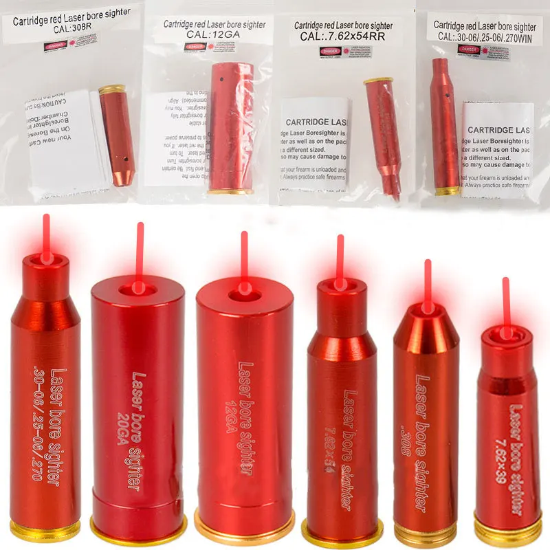 Tactical Red Laser Cartridge Bore Sighter .308 7.62X39 7.62X54 12GA 20GA 30.06 .223 Hunting Boresighter With Battery AQB150