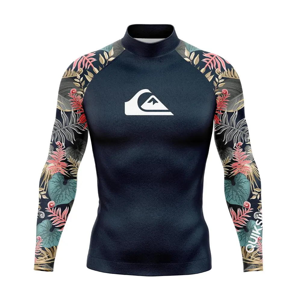 

New Mens Swimsuit Rash Guard Long Sleeve T-Shirt Beach UV Protection Basic Swimwear Surfing Diving Swimming Tight Suit Rashguard