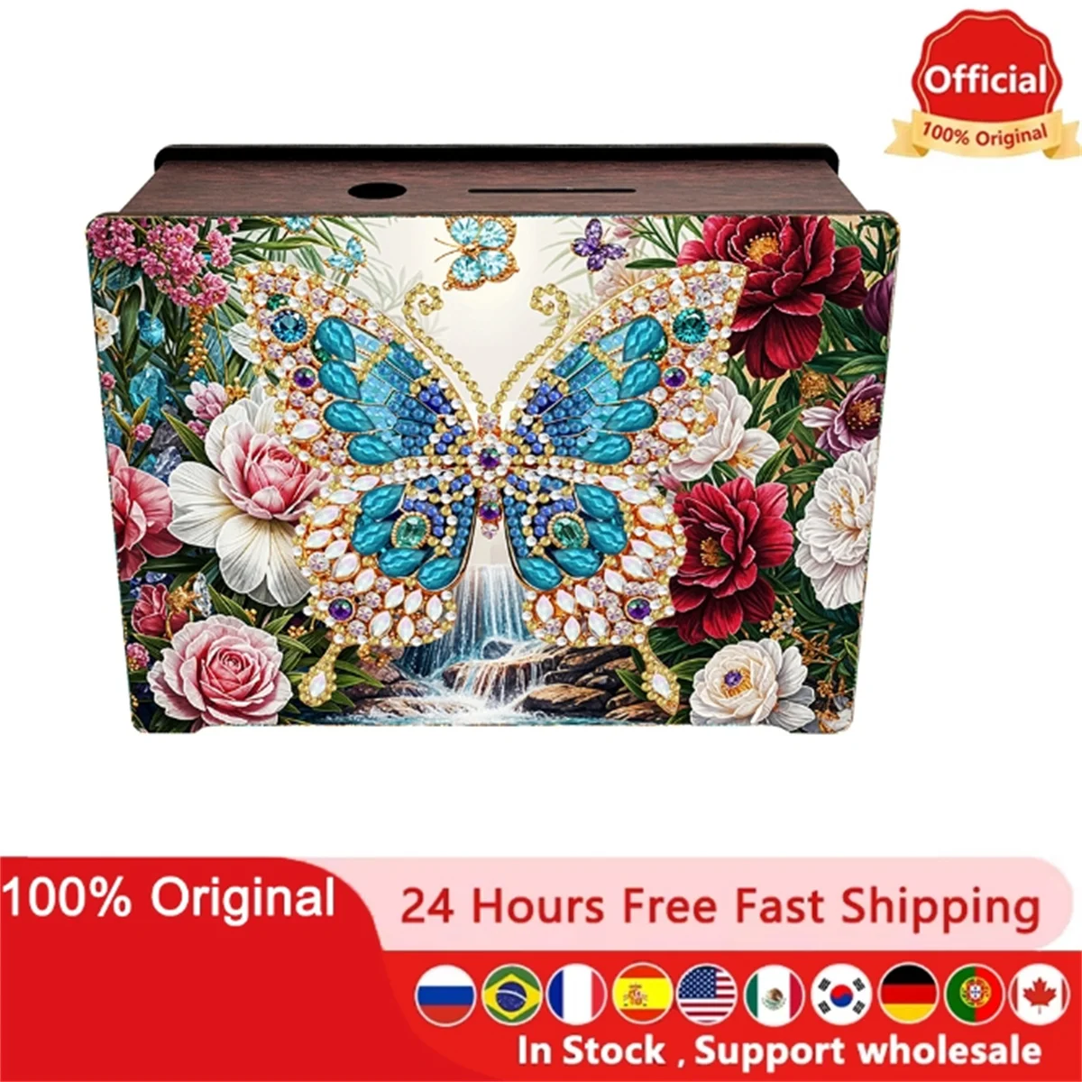 Деревянная копилка с алмазной росписью инструмент для вышивки своими руками