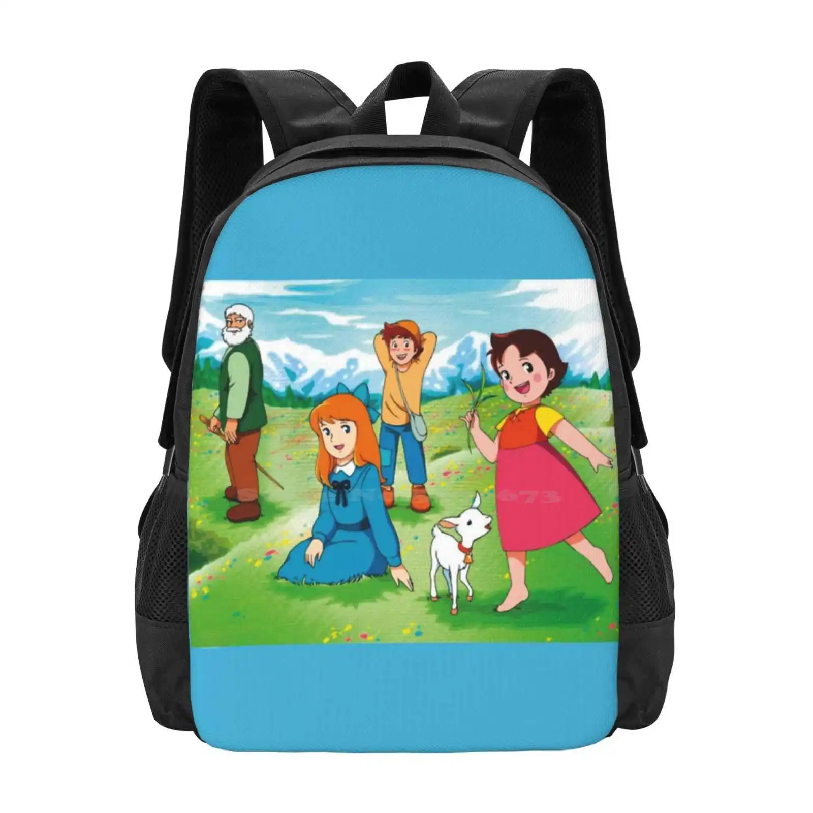 For School Teenagers Girls Travel Bags Heidi Grandfather Montana Alps Original Childish Drawings Animated