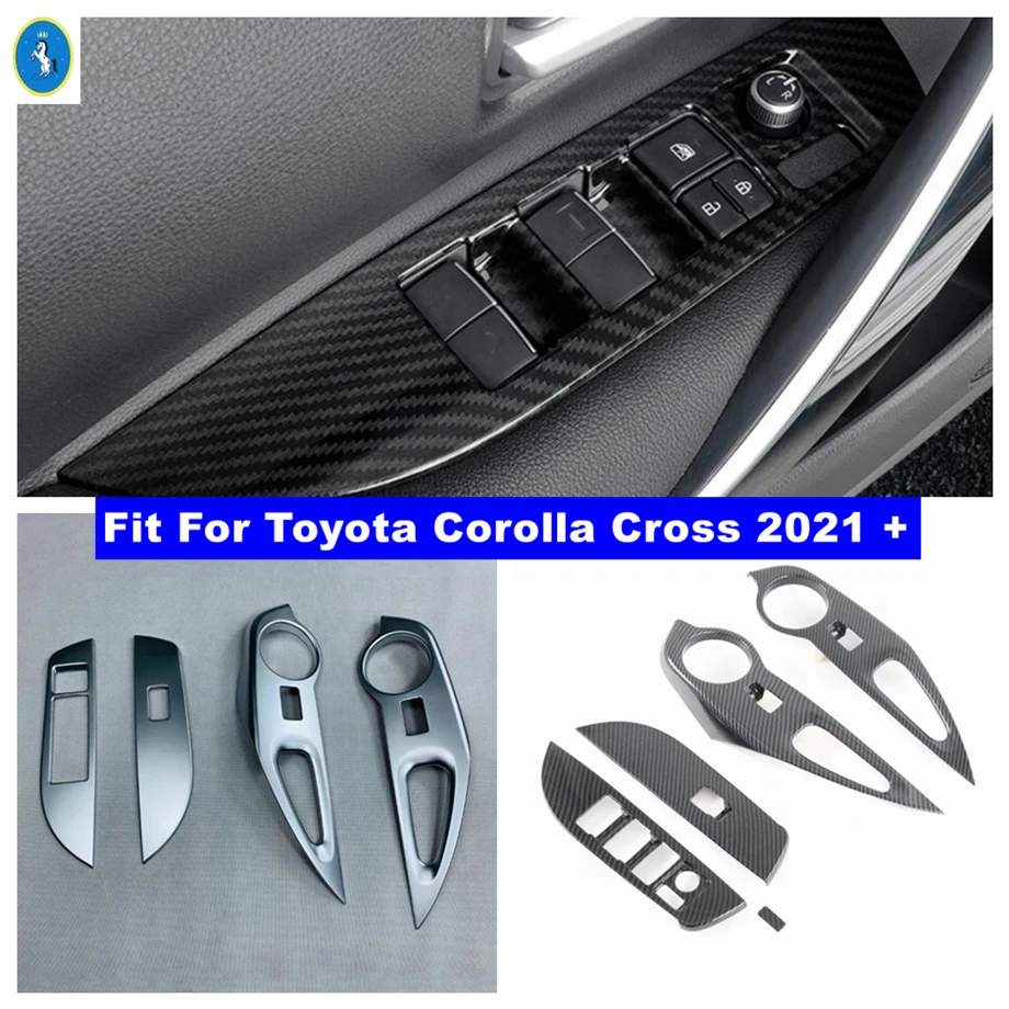 

Inner Door Armrest Window Glass Lift Button Control Panel Cover Trim Fit For Toyota Corolla Cross 2021 2022 Interior Accessories