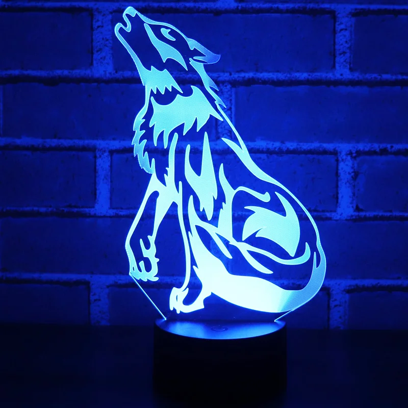 

3D LED Night Light Wolf Howl with 7 Colors Light for Home Decoration Lamp Amazing Visualization Optical Illusion