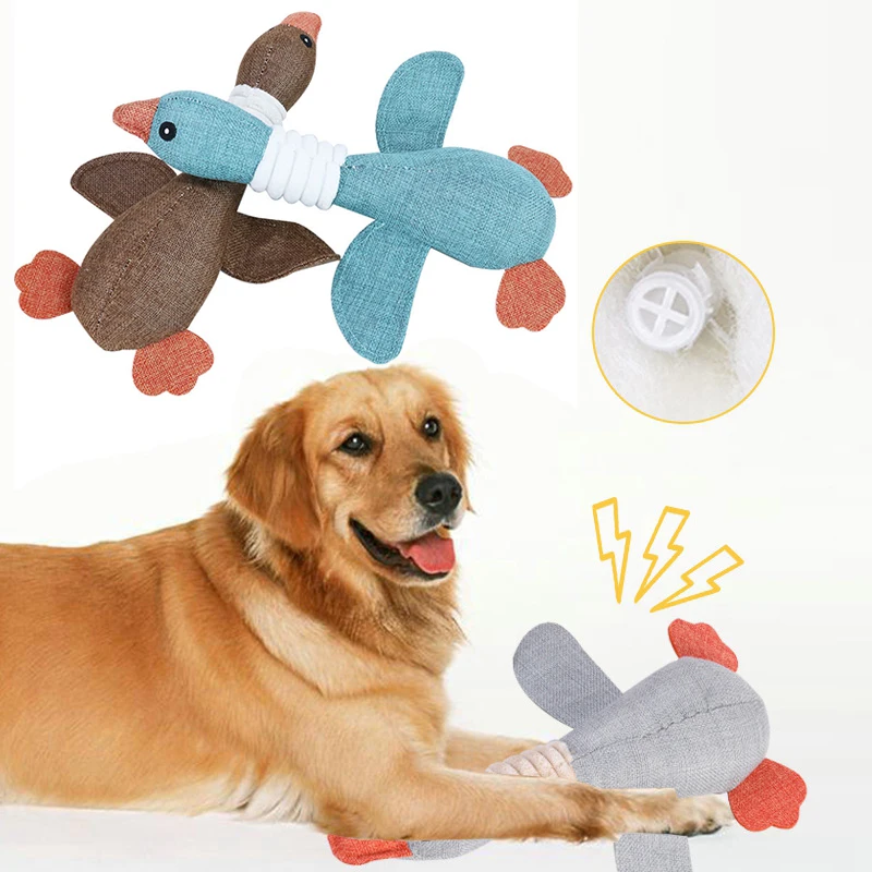 

Cute Plush Stuffed Dog Toys Small Breed and Squeaky Dog Toys Goose for Small Medium Large Dog Pets Outdoor Intereactive Supplies