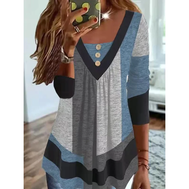 

Женский свободный пуловер с V-образным вырезом, с блестками