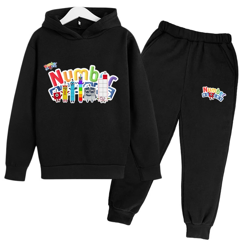 Number Blocks Clothes Kids Hooded Children Casual Sweatshirts+Pants 2pcs Sets Girls Pocket Hoodies Baby Boys Tracksuit Clothing