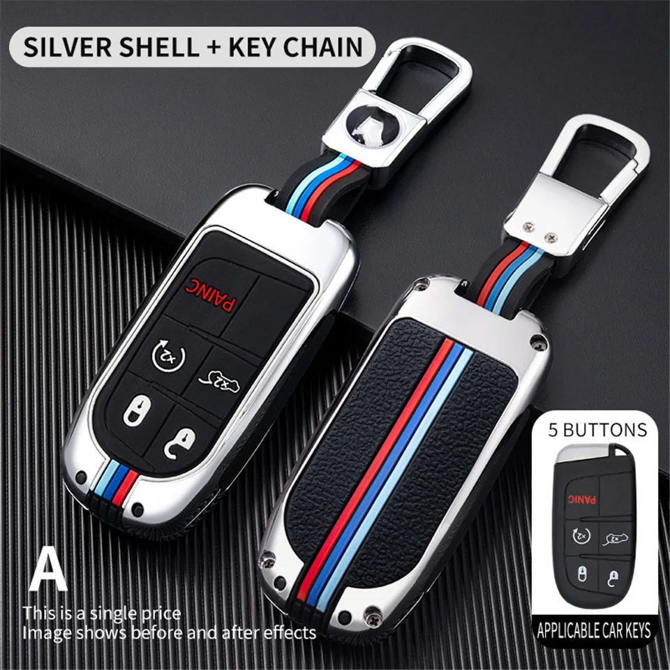 Car Key Case Fob For Jeep Renegade Compass Grand Cherokee For Chrysler 300C Wrangler Dodge Remote Cover Set Keychain Accessories