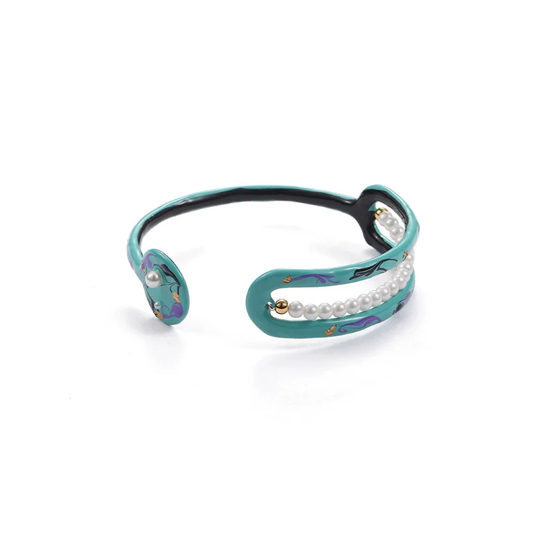 

Luxury Jewelry Summer advanced Palace Painted Layered Pearl Bracelet Gift 2022 New Style Bangles for Women Cuff Bracelets