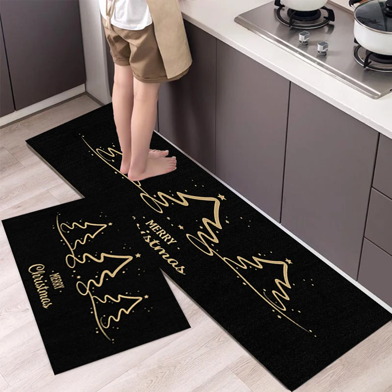 

Christmas Golden Tree Carpet Rugs Floor Non-Slip Tapices Kitchen Door Foot Mat Living Room Decoration Home Decor M117