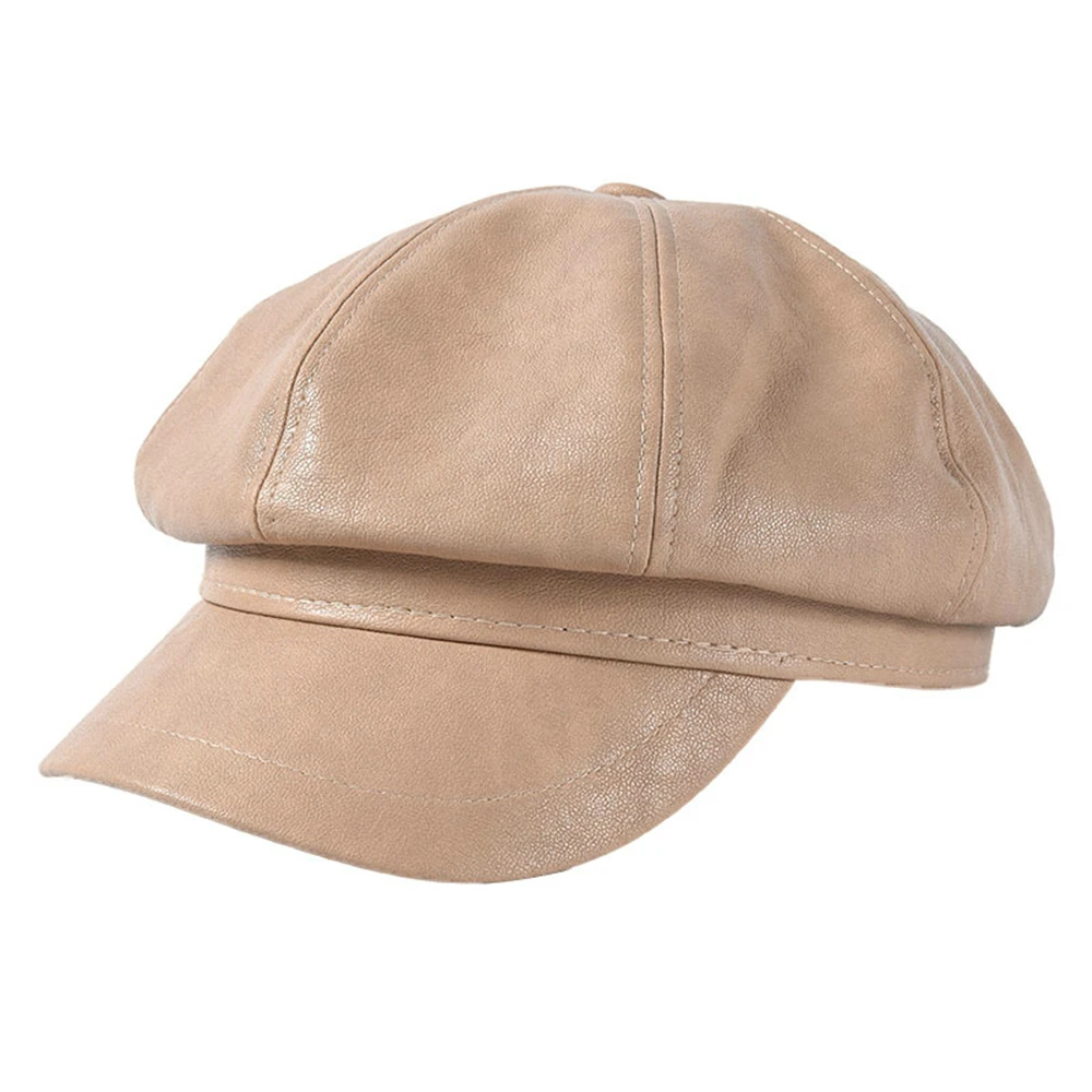 SHOWERSMILE Синяя кожаная кепка газетчика винтажная шляпа для женщин однотонный берет