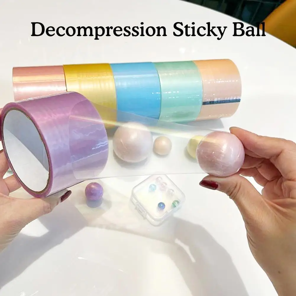 

6pcs Sticky Ball Rolling Tape Sensory Toy Tape Decompression Sticky Ball Tape Diy Crafts Stress Relaxing Toys For Kids Part M8a0