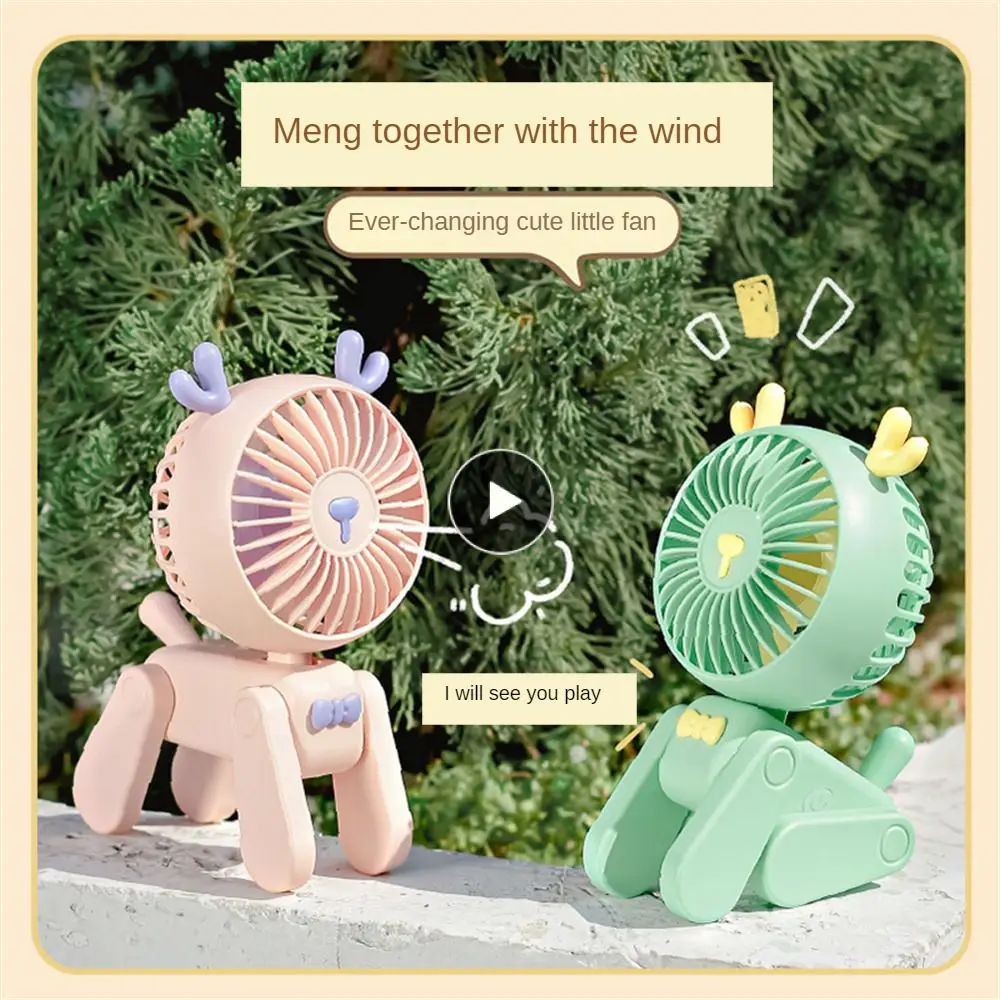 

Puppy Mini Fan Summer Usb Charging Cartoon Fan Desktop Office Changeable Adorable Fan Cute Rechargeable Lazy 3 Gear Wind Outdoor