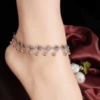 women foot beach jewelry fashion retro water drop tassel hollow carved anklet summer anklet
