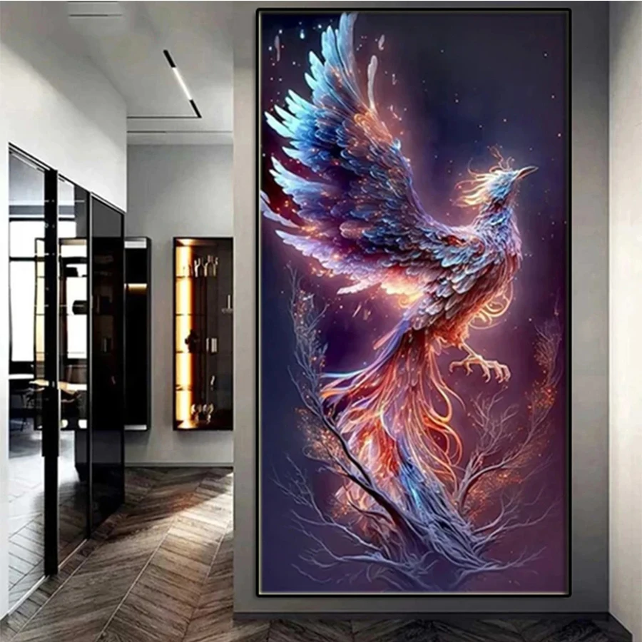 Алмазная 5D живопись с изображением бога птицы Феникса абстрактная мозаика